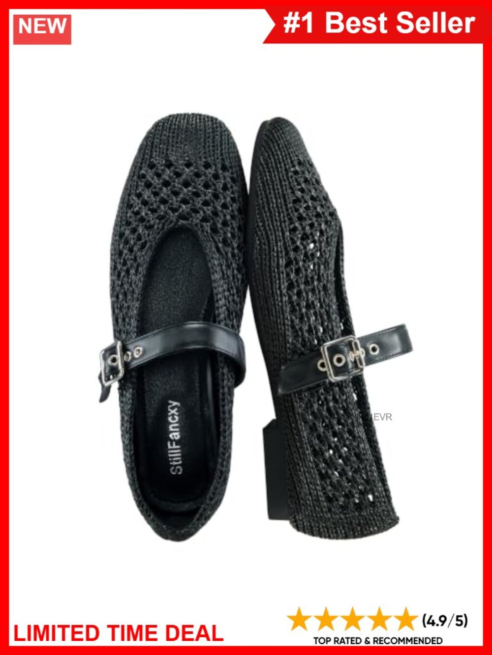 Woven Mary Jane Ballet Flats Square Toe Adjustable Buckle Cushioned Insole
